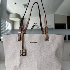 Calvin Klein Cream Monogram Tote
